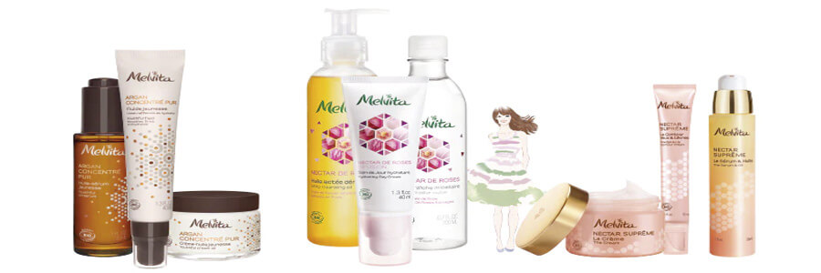 Melvita Organic beauty, healthy beauty flaskor förpackning
